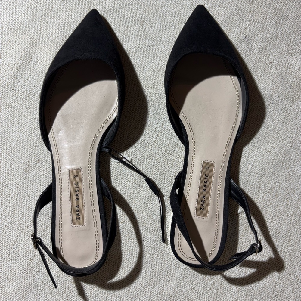 Black Slingback Flats - Picture 2 of 8
